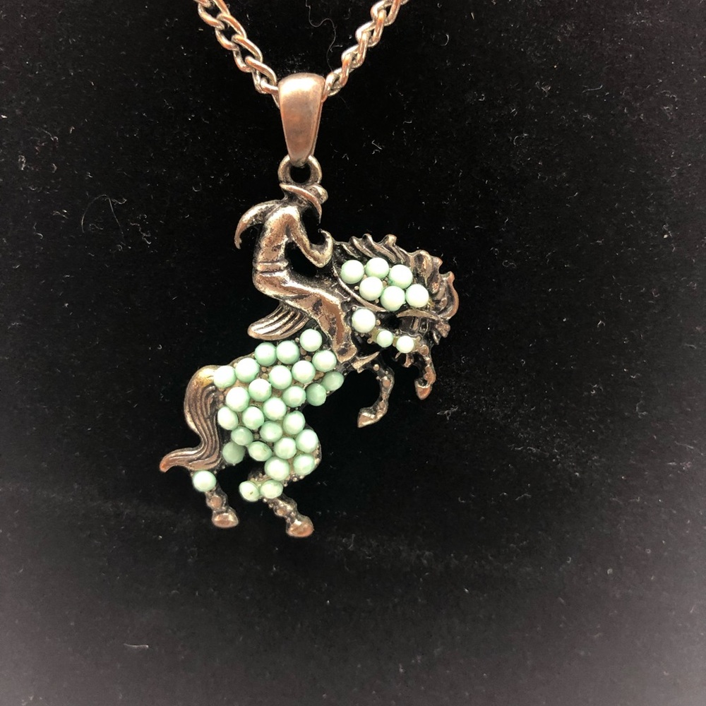 Rustic western cowboy buckin bronc horse necklace